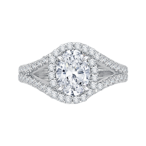 CAO0057E-37W Bridal Jewelry Carizza White Gold Oval Diamond Halo Engagement Rings