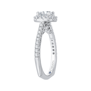 Oval Diamond Halo Engagement Ring In 14K White Gold (Semi Mount)