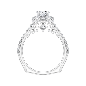 Oval Diamond Halo Engagement Ring In 14K White Gold (Semi Mount)