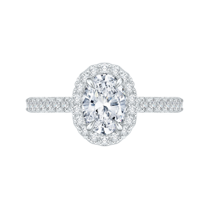 CAO0085E-37W Bridal Jewelry Carizza White Gold Oval Diamond Halo Engagement Rings
