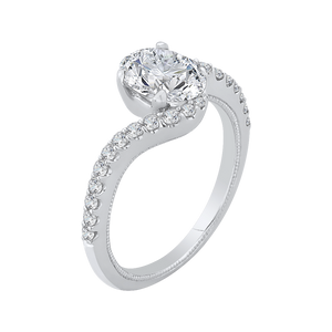 14K White Gold Oval Cut Diamond Promise Engagement Ring (Semi Mount)