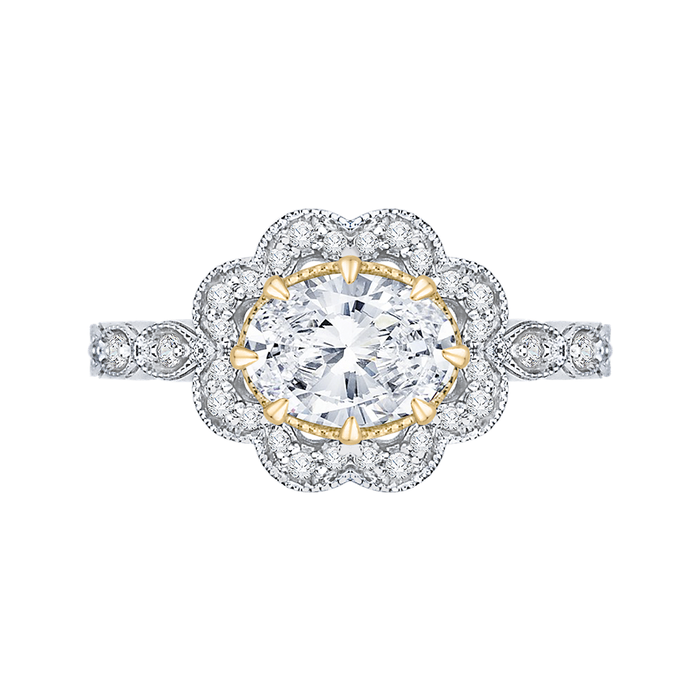 CAO0165EH-37WY-1.50 Bridal Jewelry Carizza White Gold Rose Gold Yellow Gold Oval Diamond Halo Engagement Rings