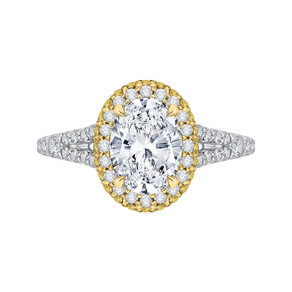 CAO0179EH-37WY-1.50 Bridal Jewelry Carizza White Gold Rose Gold Yellow Gold Oval Diamond Halo Engagement Rings