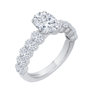 14K White Gold Oval Diamond Engagement Ring (Semi Mount)