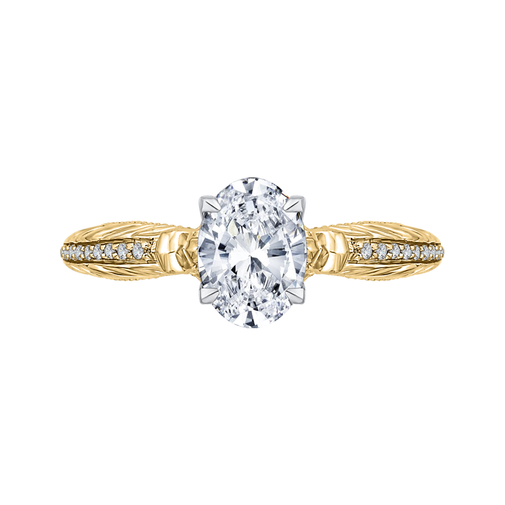 CAO0203E-37WY-1.50 Bridal Jewelry Carizza White Gold Rose Gold Yellow Gold Oval Diamond Engagement Rings