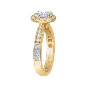 14K Yellow Gold Oval Diamond Halo Engagement Ring (Semi Mount)