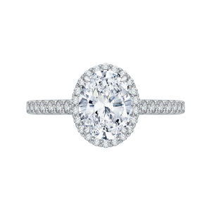 CAO0210E-37W-1.50 Bridal Jewelry Carizza White Gold Oval Diamond Halo Engagement Rings