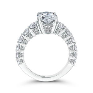 14K White Gold Oval Diamond Engagement Ring (Semi Mount)