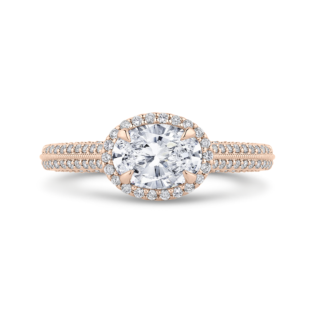 CAO0438EH-37P-1.00 Bridal Jewelry Carizza Rose Gold Oval Diamond Halo Engagement Rings