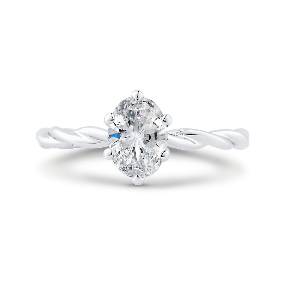 CAO0508E-W-1.00 Bridal Jewelry Carizza White Gold Oval Solitaire Engagement Rings