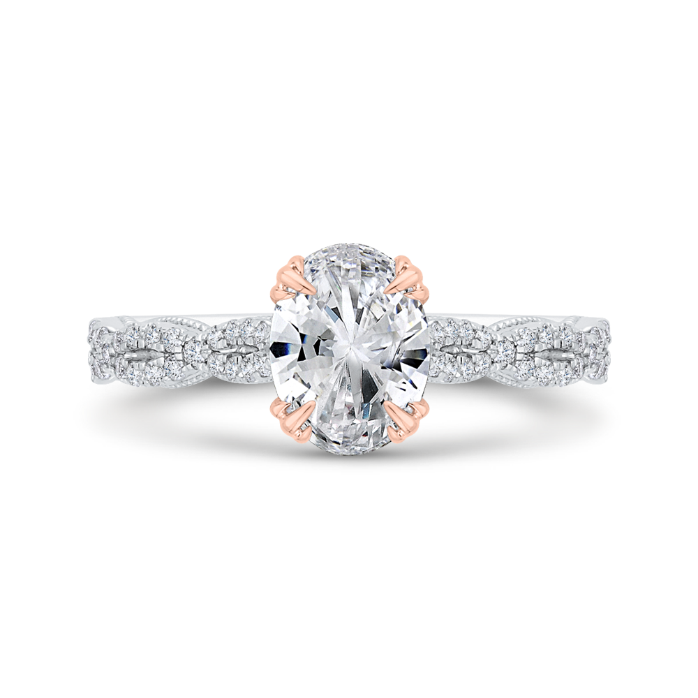 CAO0534EH-37WP-1.25 Bridal Jewelry Carizza White Gold,Rose Gold Oval Diamond Engagement Rings