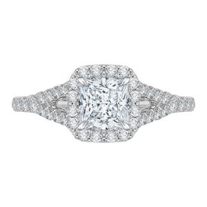 CAP0033E-37W Bridal Jewelry Carizza White Gold Princess Cut Diamond Halo Engagement Rings