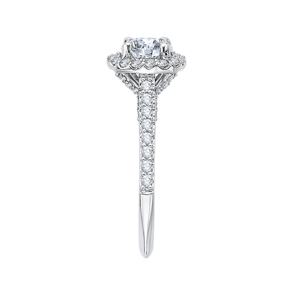 14K White Gold Princess Diamond Halo Engagement Ring (Semi Mount)