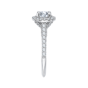 14K White Gold Princess Diamond Halo Engagement Ring (Semi Mount)