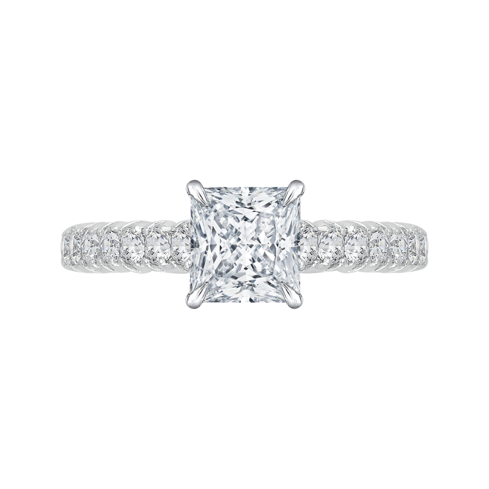 CAP0039E-37W Bridal Jewelry Carizza White Gold Princess Cut Diamond Engagement Rings