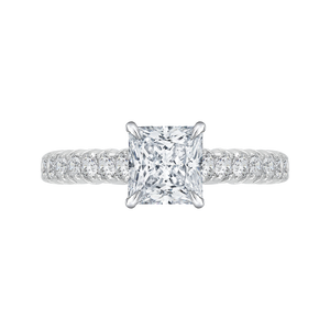 CAP0039E-37W Bridal Jewelry Carizza White Gold Princess Cut Diamond Engagement Rings