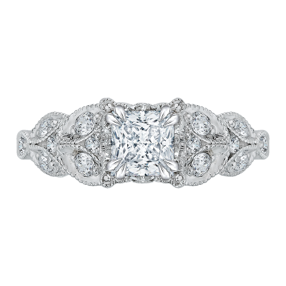 CAP0043E-37W Bridal Jewelry Carizza White Gold Princess Cut Diamond Engagement Rings