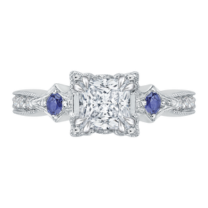 CAP0046E-S37W Bridal Jewelry Carizza White Gold Princess Cut Diamond Engagement Rings