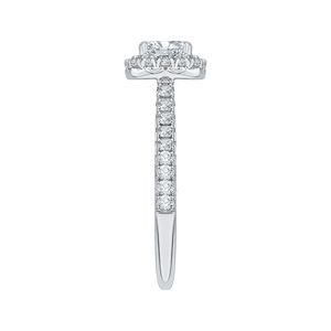 14K White Gold Princess Cut Diamond Halo Engagement Ring (Semi Mount)