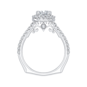 14K White Gold Princess Cut Diamond Halo Engagement Ring (Semi Mount)