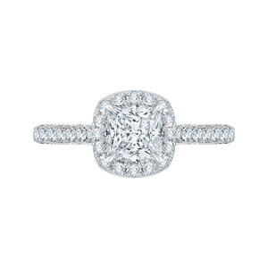 CAP0085E-37W Bridal Jewelry Carizza White Gold Princess Cut Diamond Halo Engagement Rings