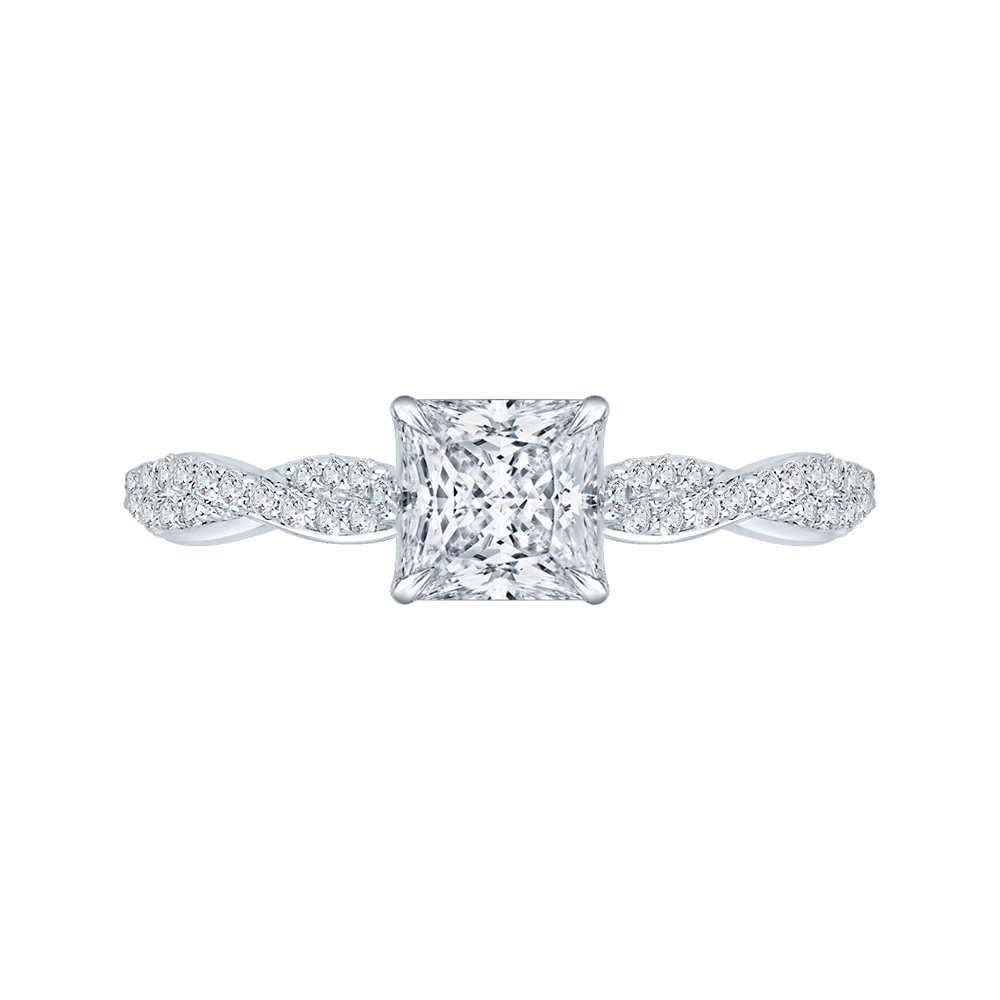 CAP0088E-37W Bridal Jewelry Carizza White Gold Princess Cut Diamond Engagement Rings