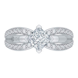 CAP0112E-37W-1.00 Bridal Jewelry Carizza White Gold Princess Cut Diamond Engagement Rings