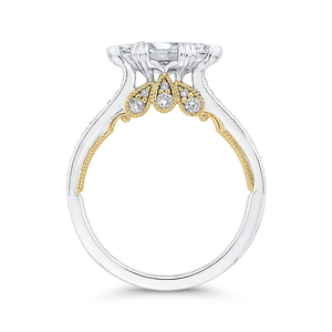 14K Two Tone Gold Marquise Diamond Engagement Ring (Semi Mount)
