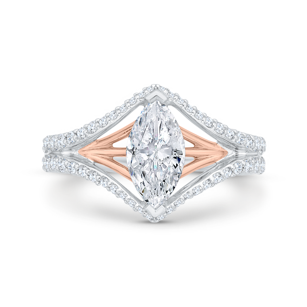 CAQ0526EH-37WP-1.50 Bridal Jewelry Carizza White Gold,Rose Gold Marquise Cut Diamond Engagement Rings