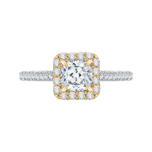CAU0034E-37WY Bridal Jewelry Carizza White Gold Rose Gold Yellow Gold Cushion Cut Diamond Halo Engagement Rings
