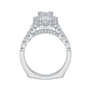 14K White Gold Cushion Diamond Cathedral Style Engagement Ring with Euro Shank (Semi Mount)