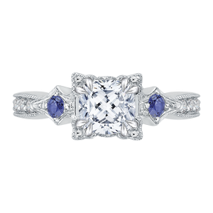 CAU0046E-S37W Bridal Jewelry Carizza White Gold Cushion Cut Diamond Engagement Rings
