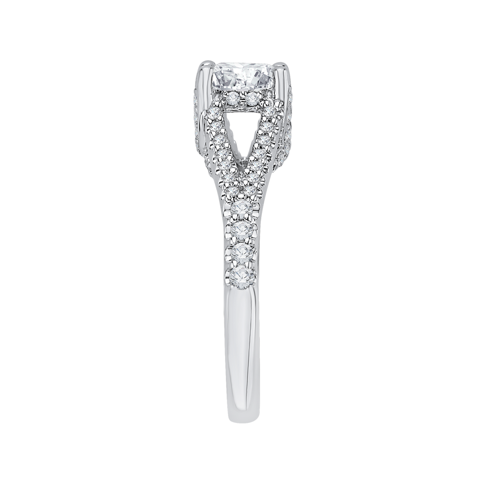 Split Shank Cushion Cut Diamond Engagement Ring In 14K White Gold (Semi Mount)