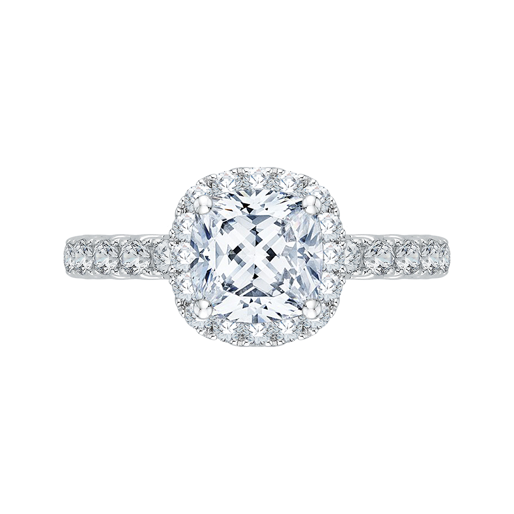 CAU0084E-37WY Bridal Jewelry Carizza White Gold Rose Gold Yellow Gold Cushion Cut Diamond Halo Engagement Rings