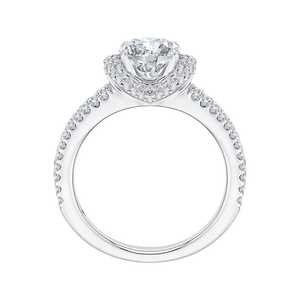 14K White Gold Cushion Cut Diamond Engagement Ring with Split Shank (Semi Mount)