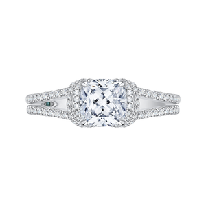 CAU0184E-37W-1.50 Bridal Jewelry Carizza White Gold Cushion Cut Diamond Engagement Rings