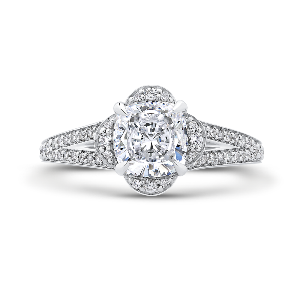CAU0244EH-37W-1.50 Bridal Jewelry Carizza White Gold Cushion Cut Diamond Engagement Rings