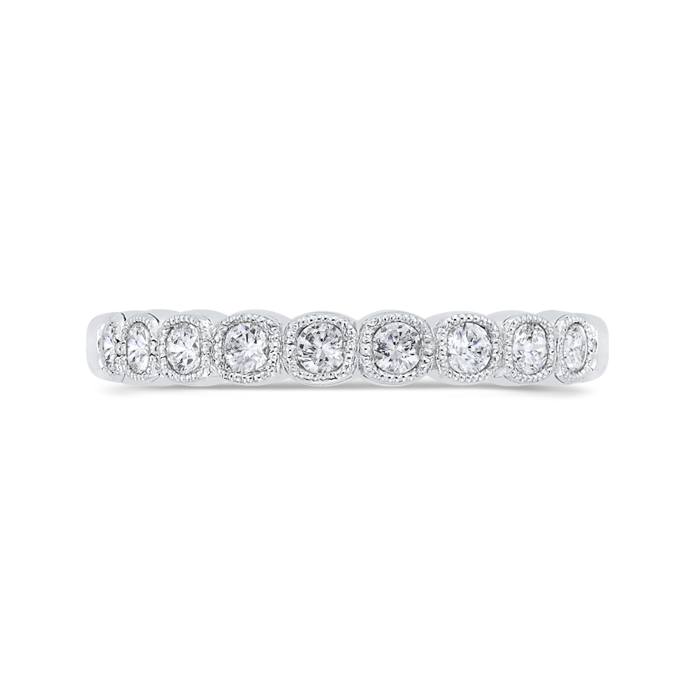 CAU0456BH-37W-1.10 Bridal Jewelry Carizza White Gold Round Diamond Wedding Bands