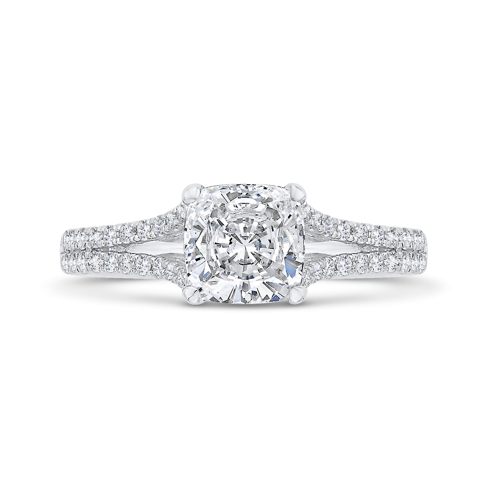 CAU0525EH-37W-1.50 Bridal Jewelry Carizza White Gold Cushion Cut Diamond Engagement Rings