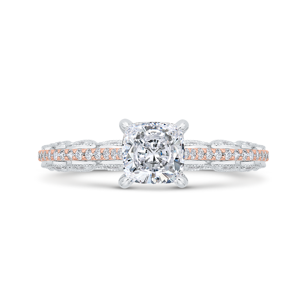 CAU0532EH-37WP-1.00 Bridal Jewelry Carizza White Gold,Rose Gold Cushion Cut Diamond Engagement Rings