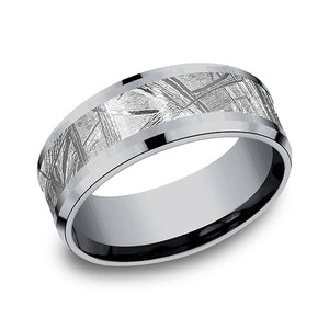 tantalum and meteorite comfort-fit design wedding band