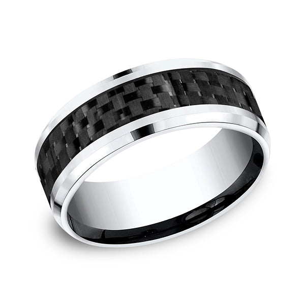 cobalt and carbon fiber comfort-fit design wedding band