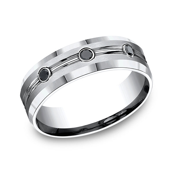 cobalt comfort-fit black diamond wedding ring