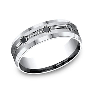 cobalt comfort-fit black diamond wedding ring