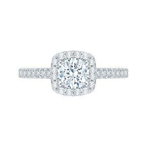 PR0001EC-02W Bridal Jewelry Carizza White Gold Round Diamond Halo Engagement Rings