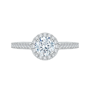 PR0013EC-02W Bridal Jewelry Carizza White Gold Round Diamond Halo Engagement Rings