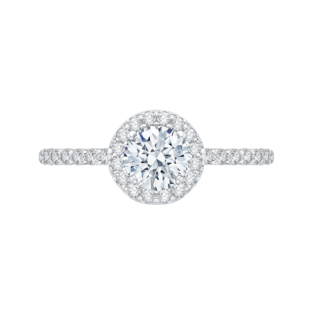 PR0018EC-02W Bridal Jewelry Carizza White Gold Round Diamond Halo Engagement Rings
