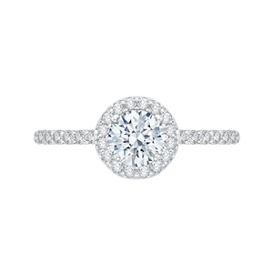 PR0018EC-02W Bridal Jewelry Carizza White Gold Round Diamond Halo Engagement Rings