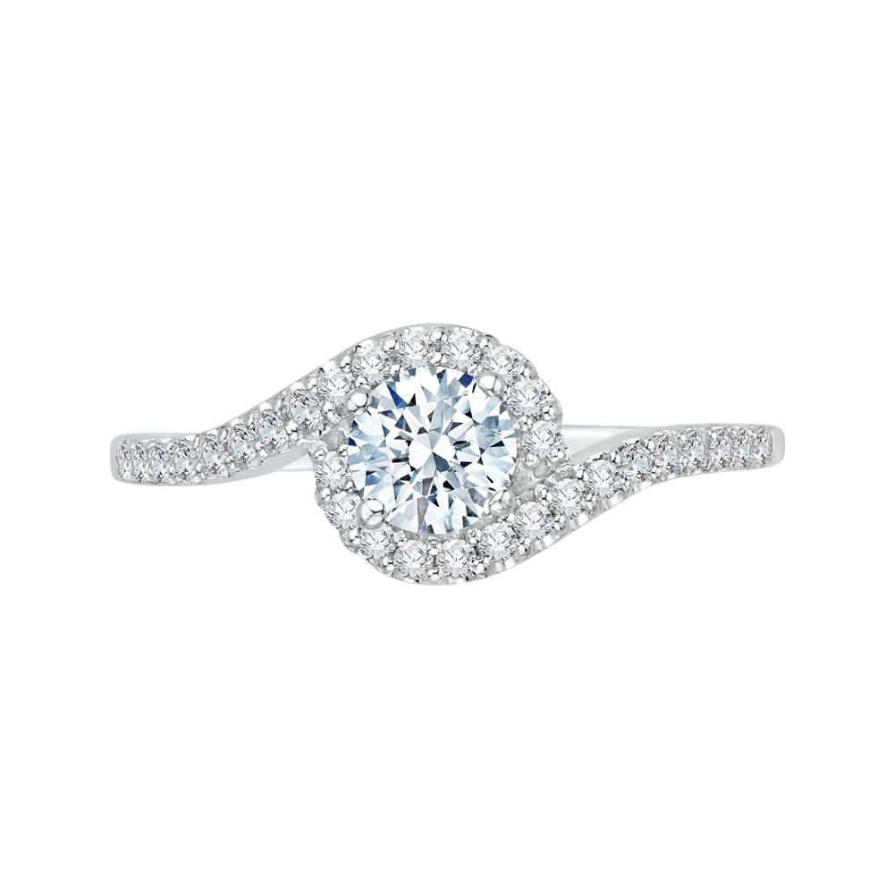 PR0021EC-02W Bridal Jewelry Carizza White Gold Round Diamond Engagement Rings