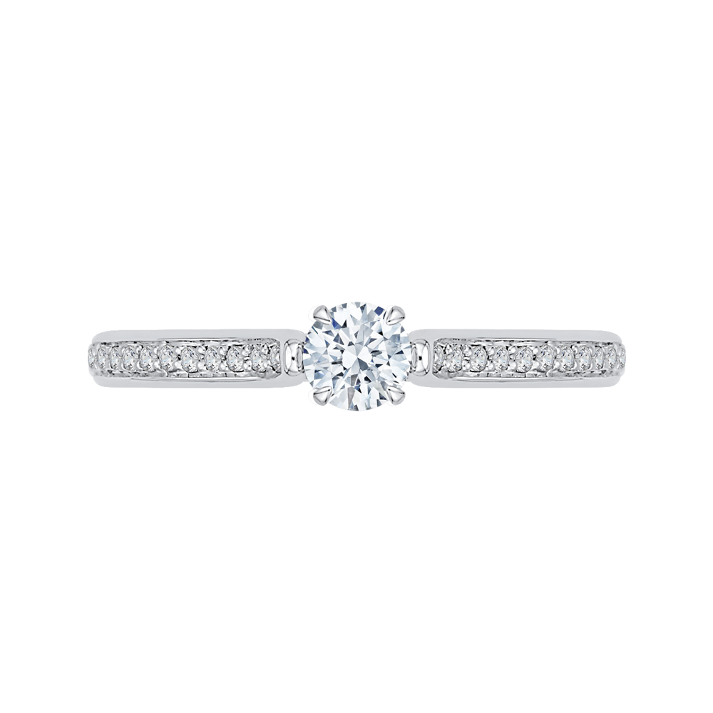 PR0022EC-02W-.33 Bridal Jewelry Carizza White Gold Round Diamond Engagement Rings